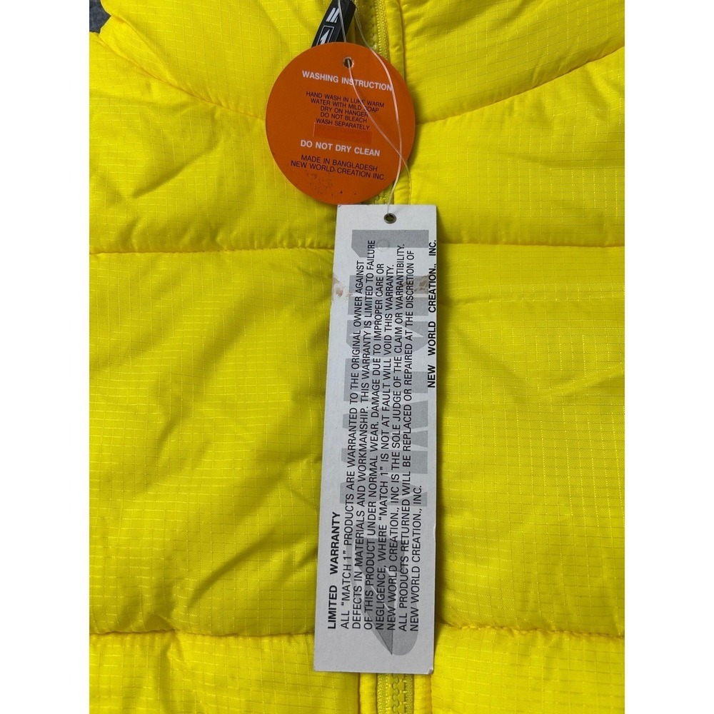 Vintage Match 1 Puffer Jacket Bright Yellow Winter Warm Size XL‎ Rugged NEW - Picture 9 of 10